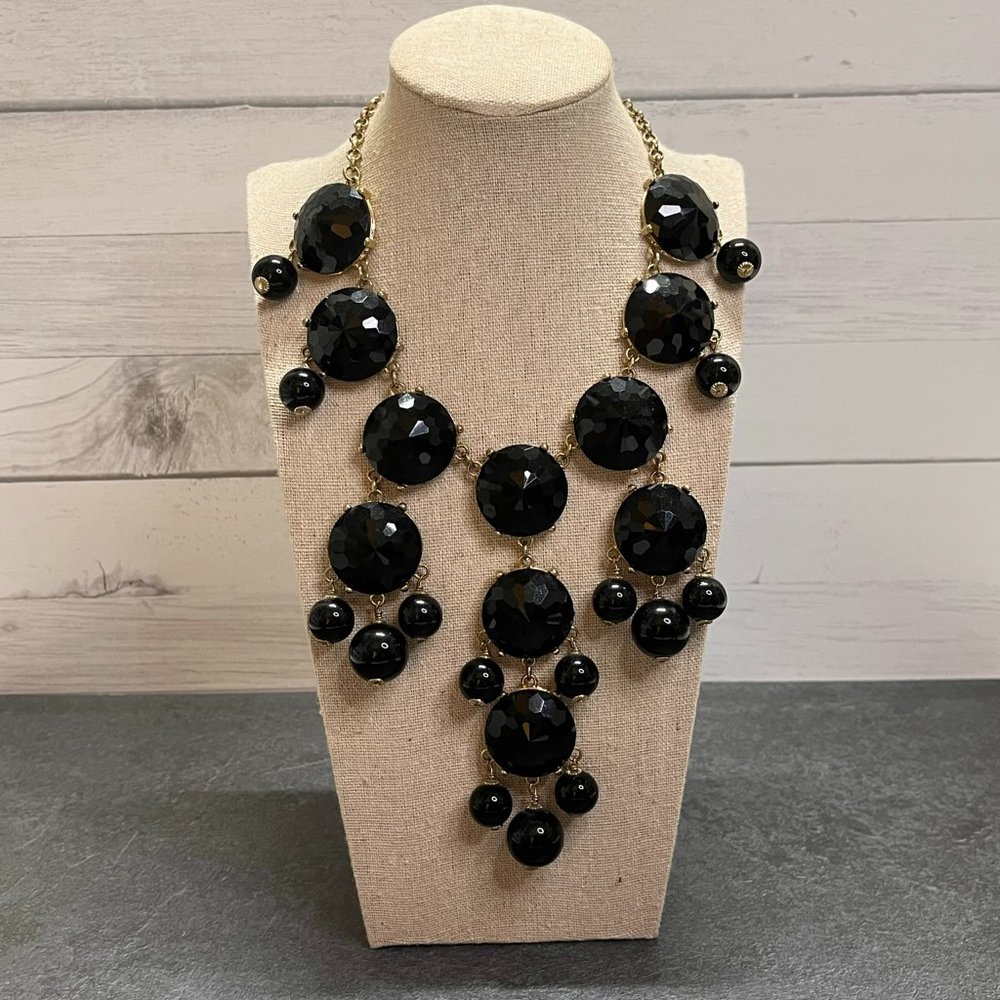 Signed J Crew Black Circle Chandelier Necklace